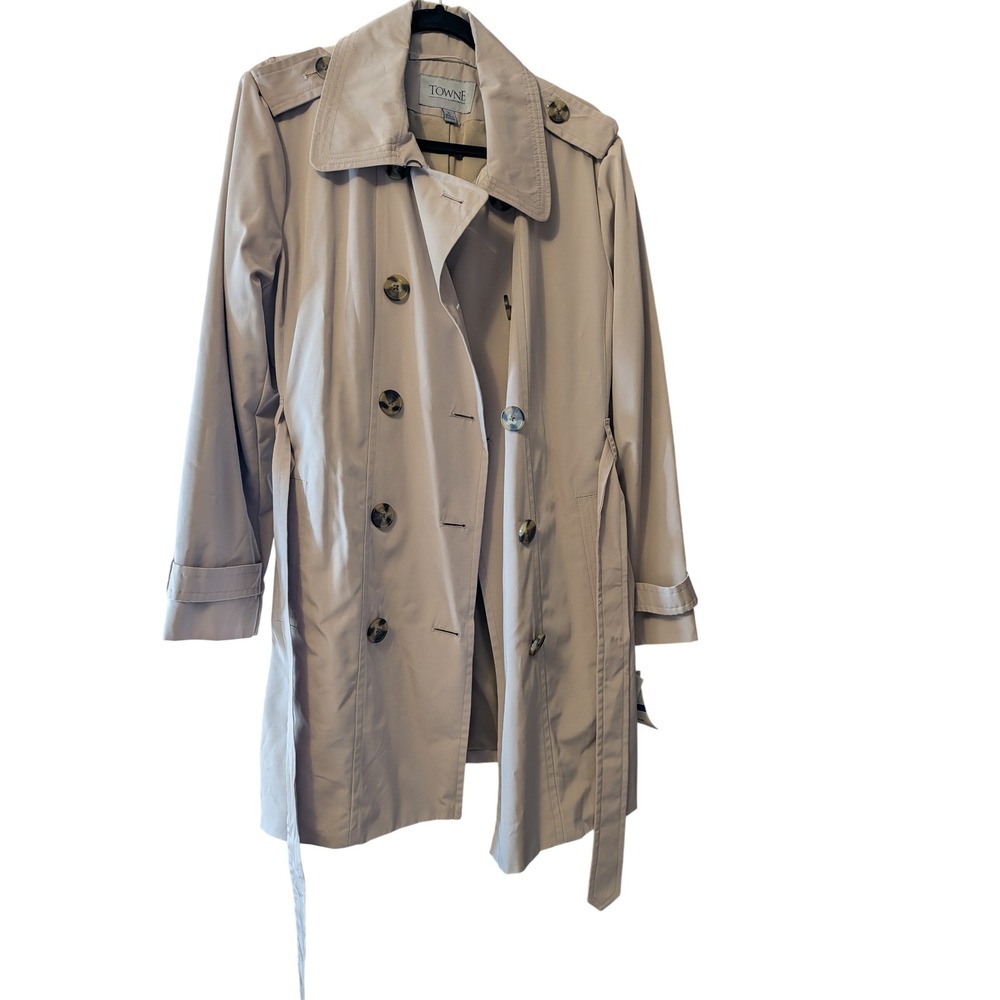 Towne by London Fog Women Trench Coat XL Toffee Tan 672689FM